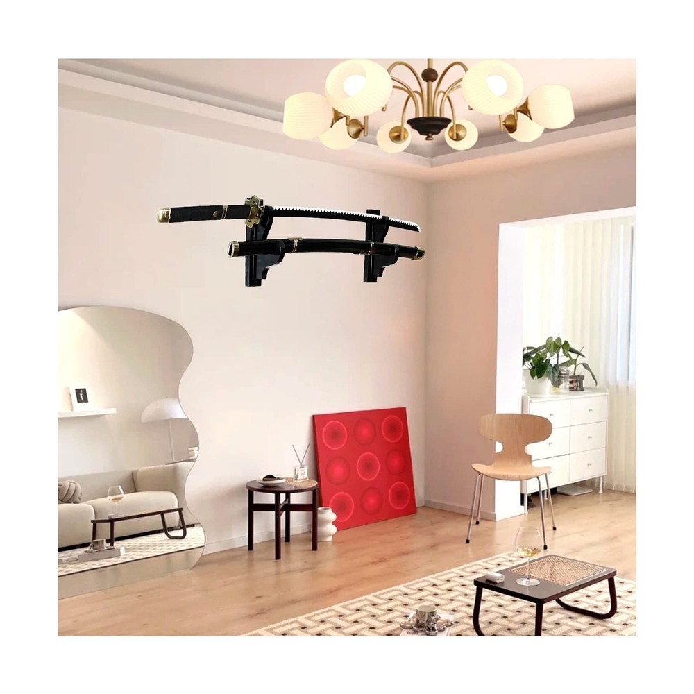 Sword Wall Mount,1-Pair Upscale Hook Sword Stand,Sword Hook,Solid Wood Two-La...
