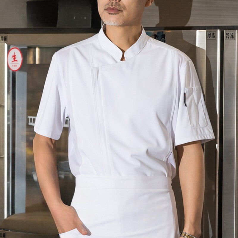 Men Breathable Catering Chef Work Clothes Coat Professional Uniform Jacket Zip