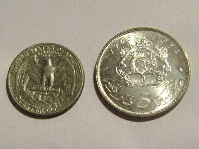 Morocco 1965/1384 5 Dirham Silver unc Coin