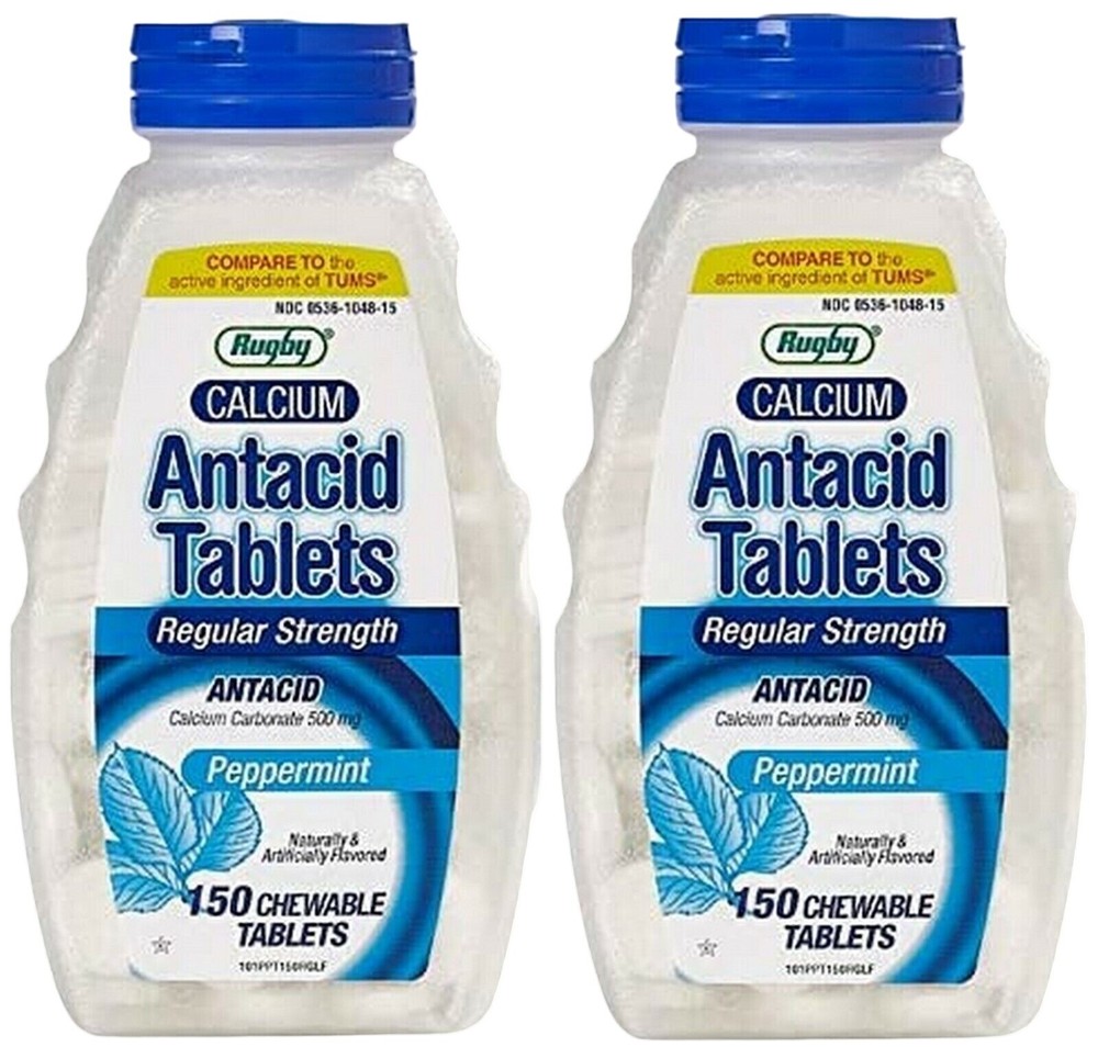 Rugby Antacid Peppermint Chew Tablets 150ct  ( 2 pack ) --