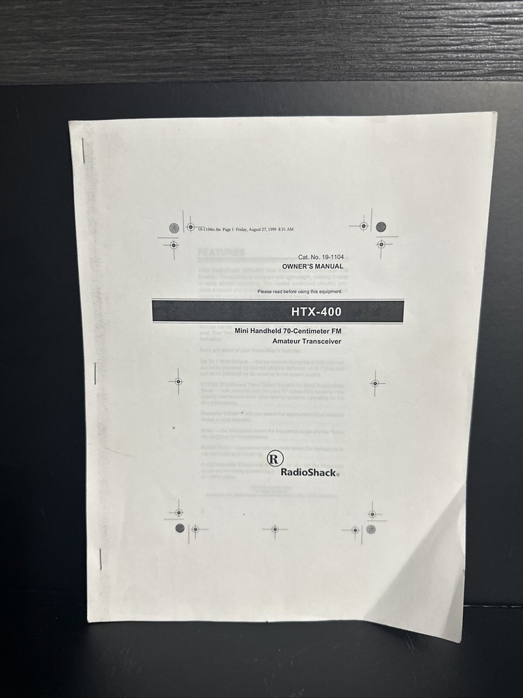 RADIO SHACK HTX-400-INSTRUCTION OPERATING MANUAL