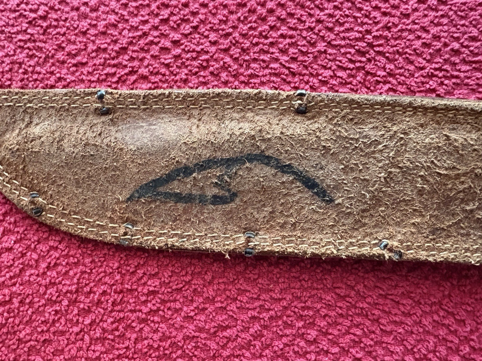 WWII WESTERN G46-8 FIGHTING KNIFE BLUED BLADE WITH CORRECT WWII LEATHER SHEATH