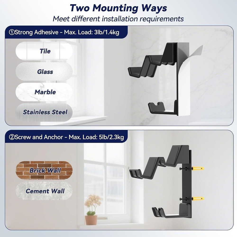 KDD Dual Controller Headphone Holder Stand Wall Mount