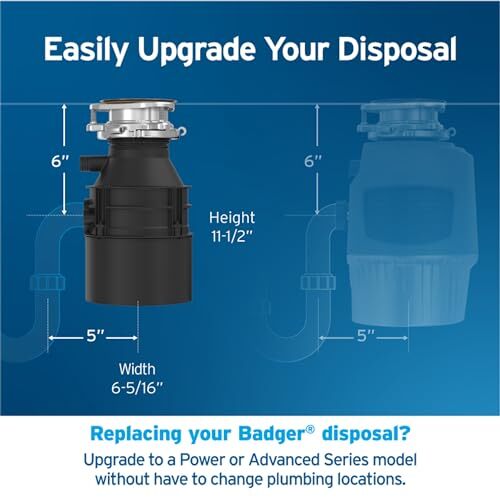 InSinkErator Badger 5 1 2 HP Garbage Disposal Compact Durable Easy Install