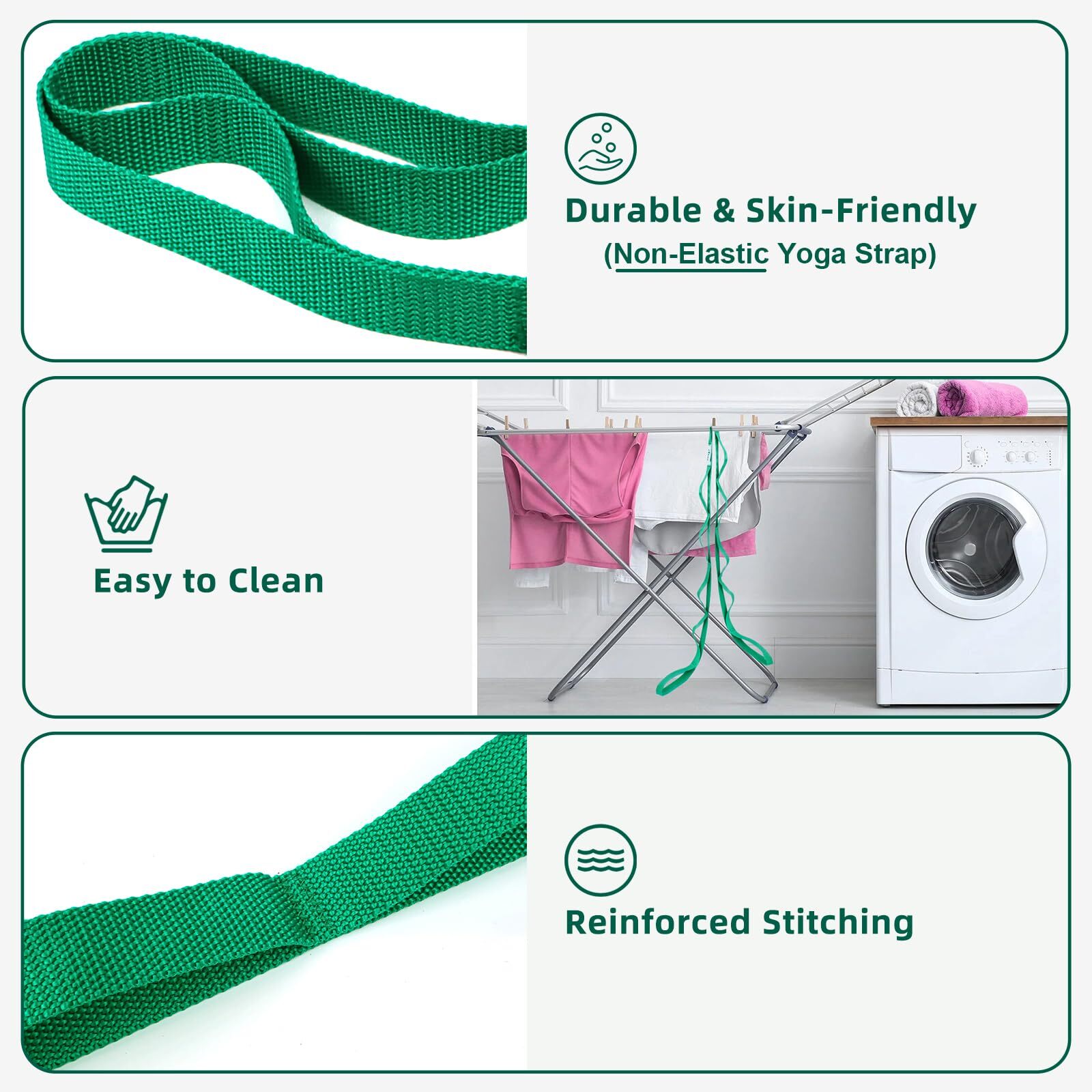 Abiarst Stretching Strap Yoga Straps Physical Therapy 10 Loops Non-Elastic