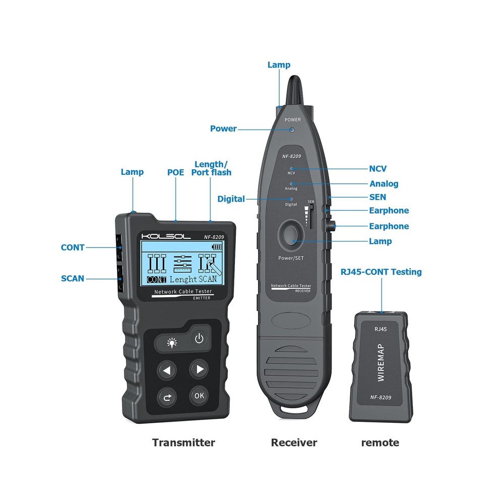 Network Cable Tester, Poe Cable Tester for CAT5e/CAT6/CAT6a, Ethernet Network...