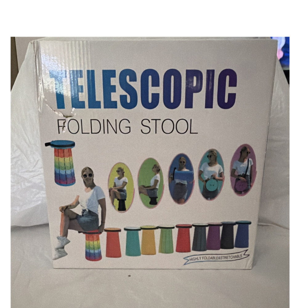 INBOEDEL Telescopic Foldable Multicolor Stool, Portable, Camping