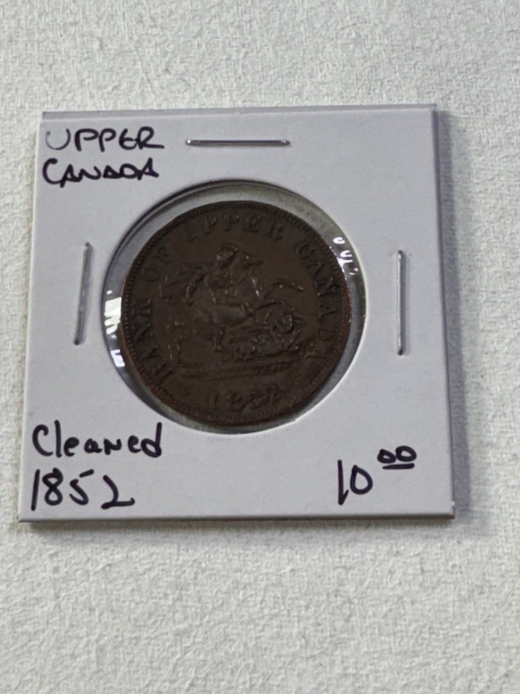 1852 Upper Canada 1/2 Penny Cleaned