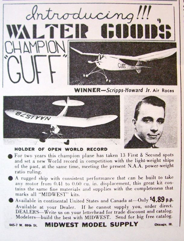 Walt Good's GUFF PLAN + CONSTRUCTION ARTICLE for His First RC Model Airplane