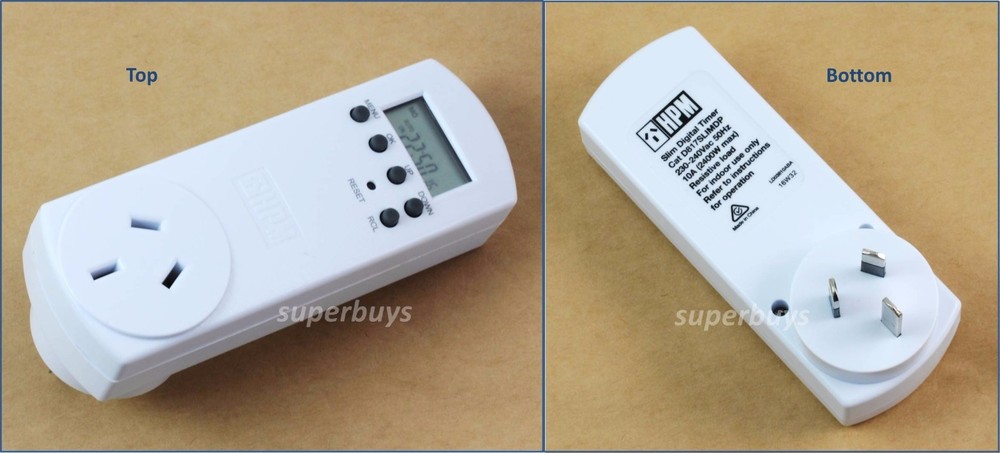 HPM Slim Digital Electrical Powerpoint Power Point Timer with Battery Back-up