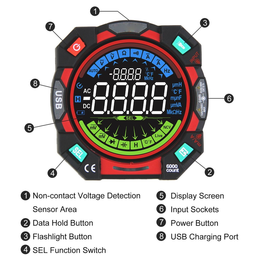 6000 Counts TRMS Multimeter For Accurate Electrical Diagnostics