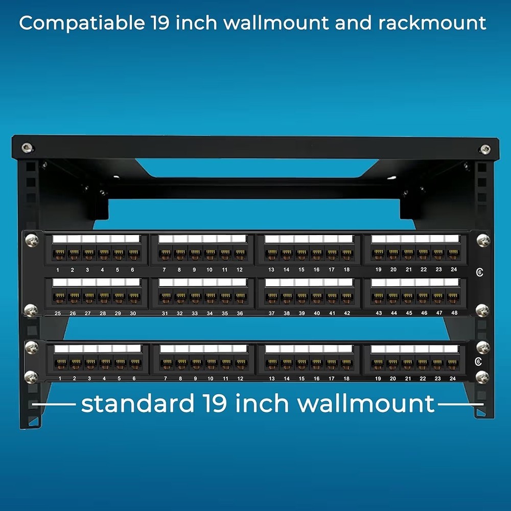 Rapink Patch Panel 48 Port Cat6 10G Support, Network Patch Panel UTP 19-Inch