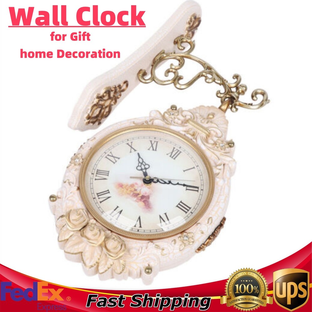 Double-Sided Wall Mounted Clock Accurate Pointer Clock Vintage Hanging Clock NEW