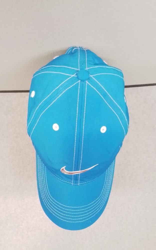 Nike Golf Baseball Hat White Stitching Blue Hat Adjustable Hook N' Loop Closure