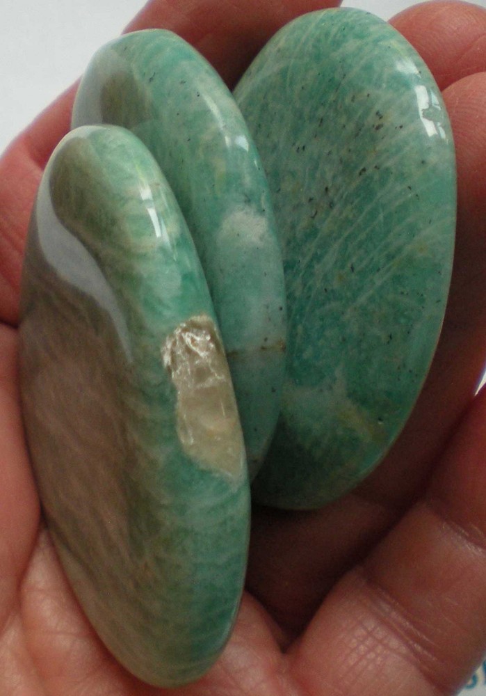 Amazonite - 3 Flat Palmstones sc921j