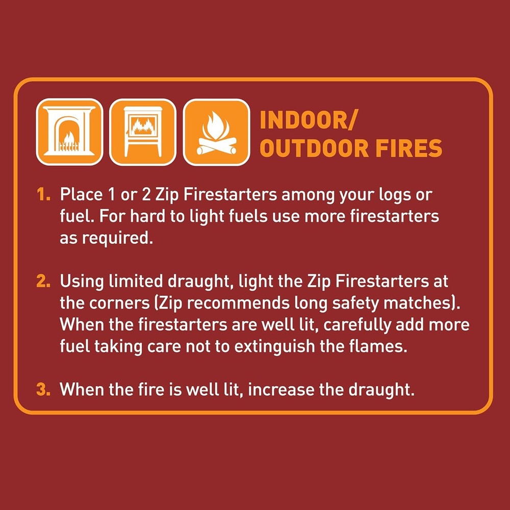 Zip Firestarters Premium All Purpose Wrapped Fire Starters 12 Pack New Fresh