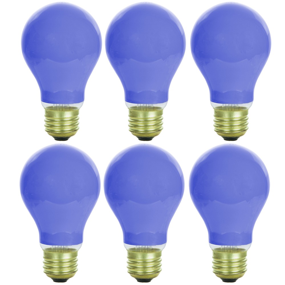 6Pack 60W A19 Light Bulb, Ceramic Blue Light Bulb, E26, 120V