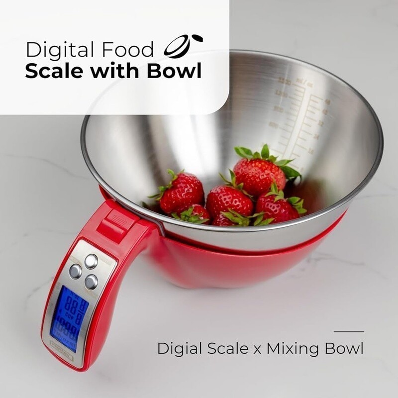 Digital Kitchen Scale W/ Bowl High Precision Tare Function Backlit LCD Display