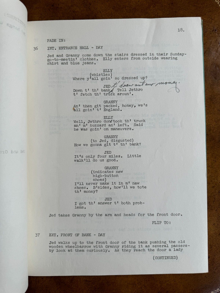 Original THE BEVERLY HILLBILLIES Tv Script - A Bundle For Britain 1968