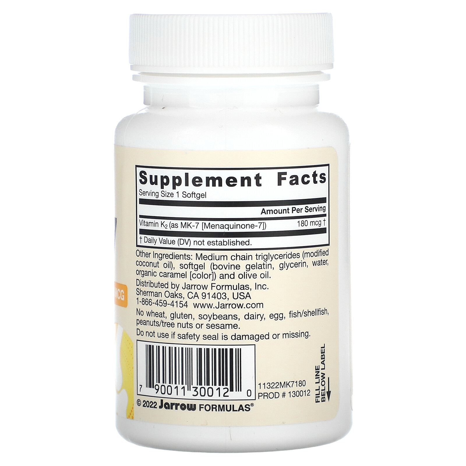 MK-7, 180 mcg, 30 Softgels