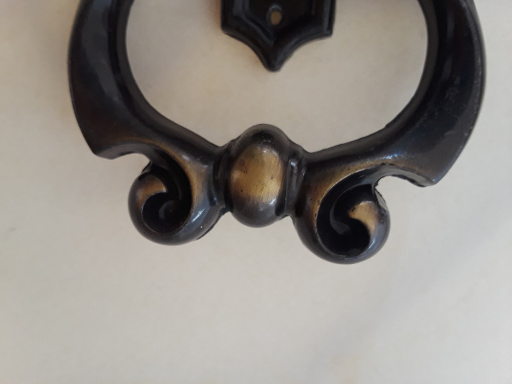 Two Antique Brass? Ornate Metal Drawer Cabinet Pull Knobs