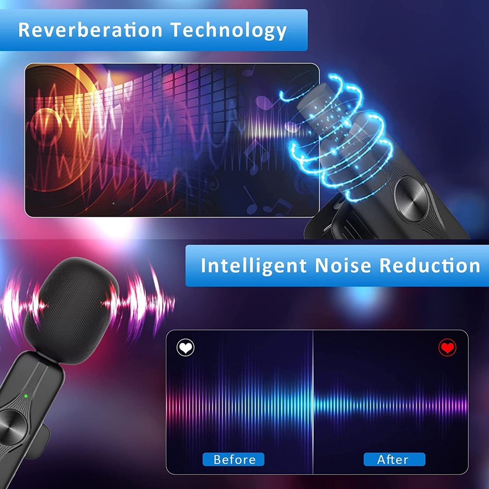 Lavalier Microphone Wireless Audio Video Recording Mini Mic For Android/iphone