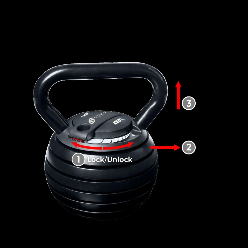 Critical Supplie 40-lb Adjustable Kettlebell - Black
