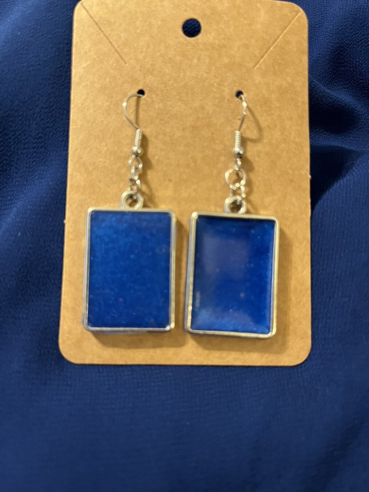 Hand Made Beautiful Blue Earrings rectangle New