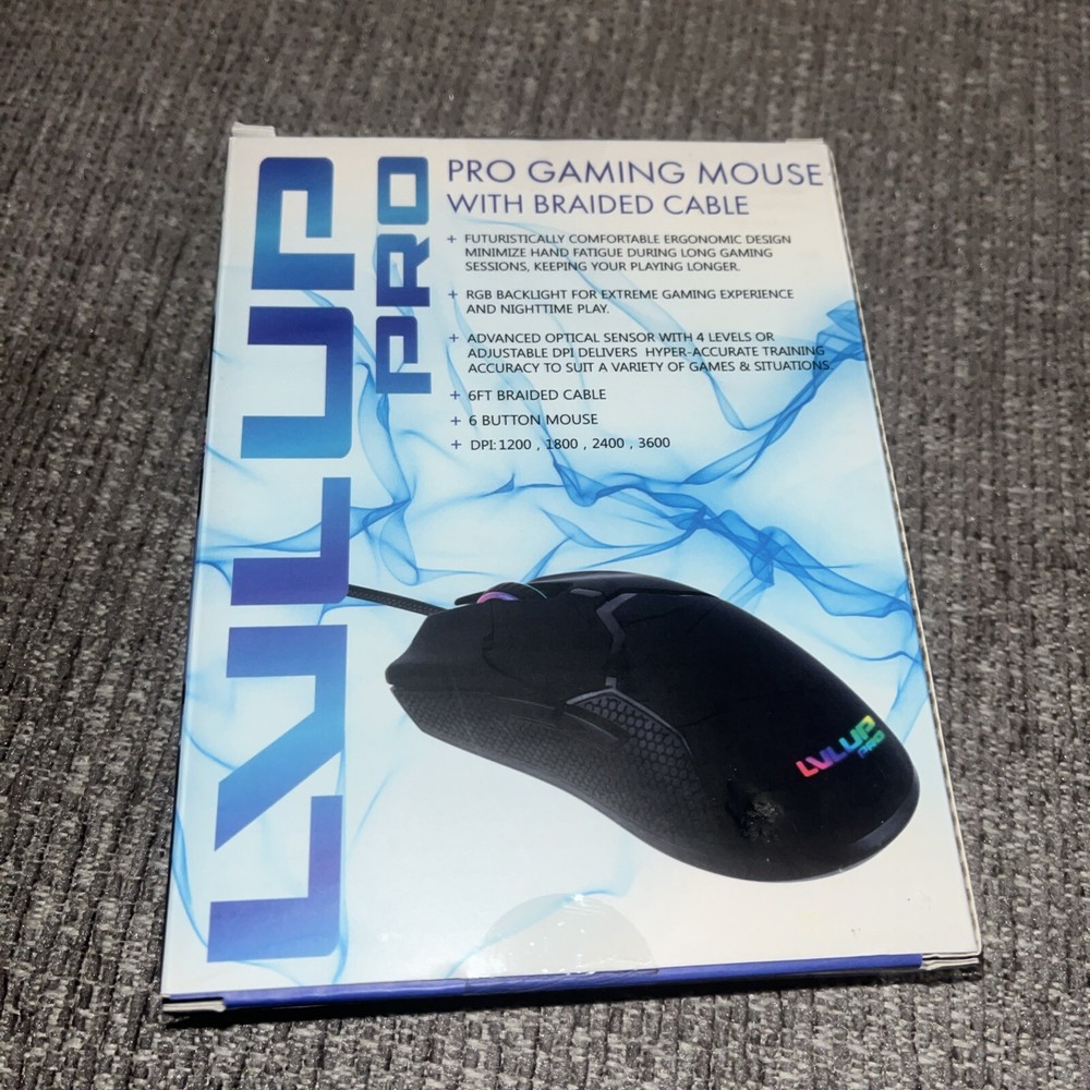 Lvl Up Pro Pro 6 Button Gaming Mouse With Braided Cable Ergonomic Lighted