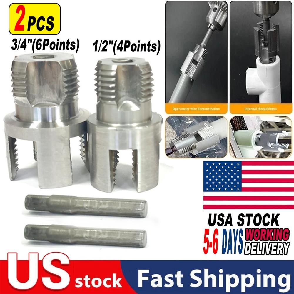 2 Pack Integrated Internal External & Pipe Threading-Tool, PVC Pipe Threader Kit