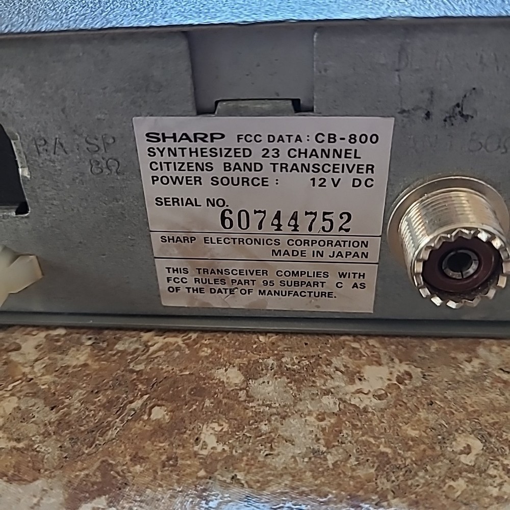 SHARP CB-800 Synthesized 23 Channel Citizens Band Transceiver UNTESTED