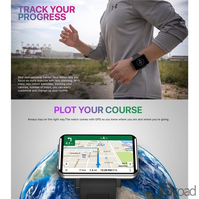 Android Smart Watch 2.86" IPS Screen 5MP Camera NFC GPS WiFi Bluetooth