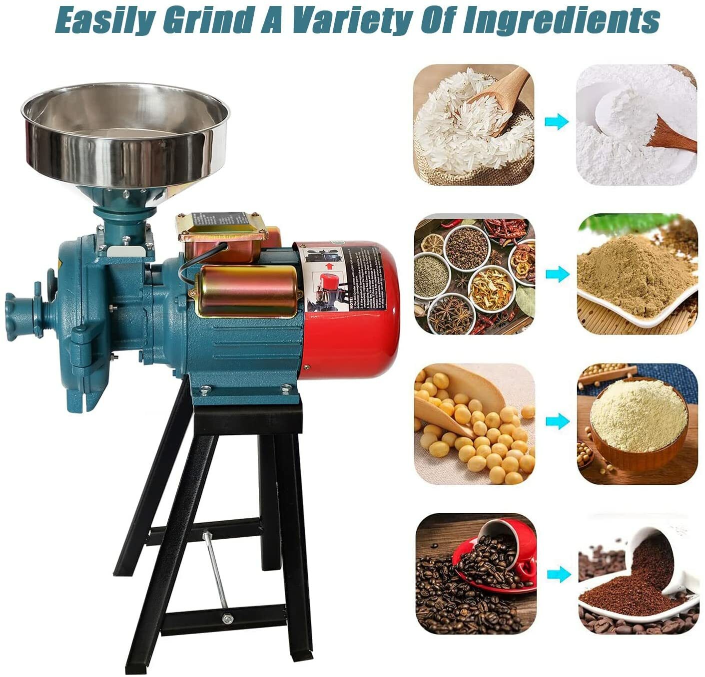 3000W Electric Grinder Mill Dry Feed/Flour Mill Cereals Grain Corn Wheat 110V