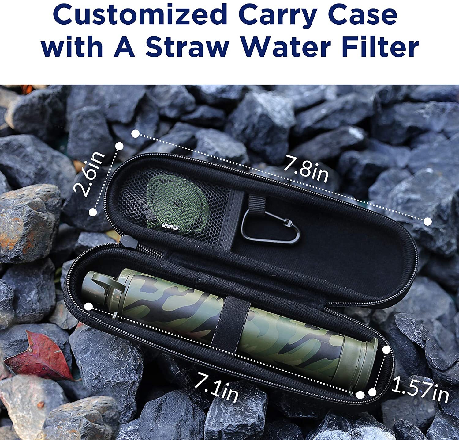 1-6,Camo Water Filter Straw Portable Personal Water Purification Filter Survival