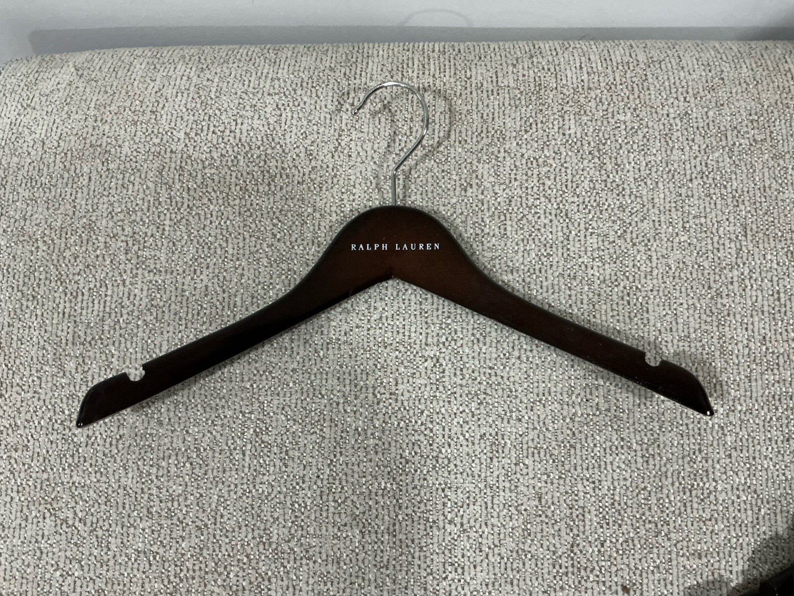 POLO Ralph Lauren LOT of 10 Dark Brown Wooden Retail Store Curved Clothes Hanger