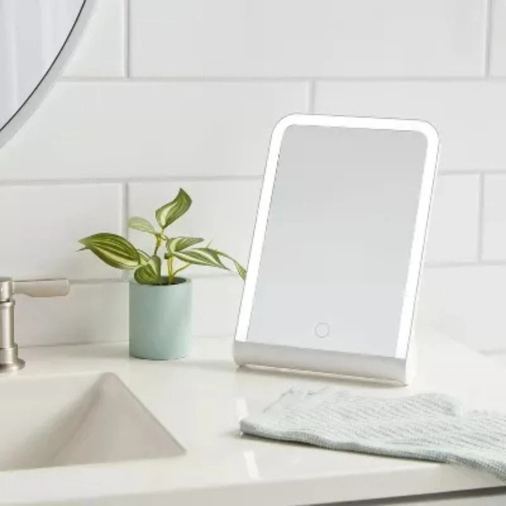 2 LED Mirror: Rectangular Vanity Mirror with Lights,Lithium Ion Battery Included