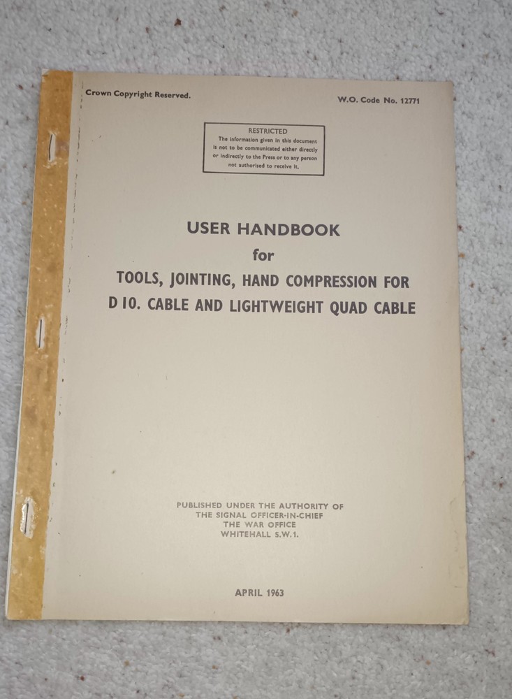 British issue Tools jointing hand compression Manual