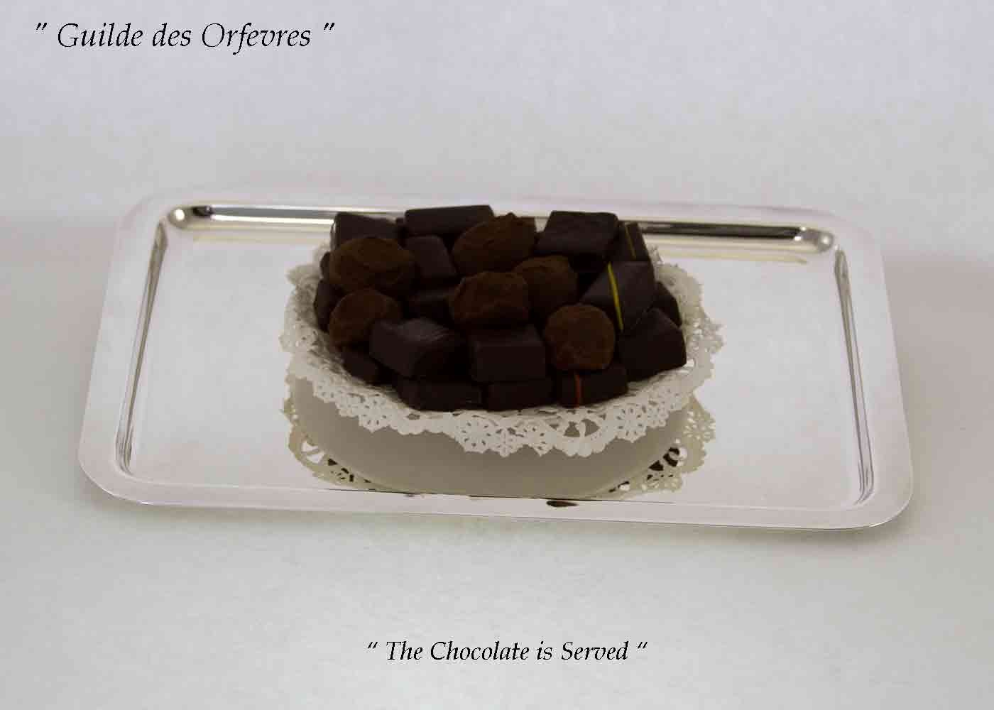 Silver Oblong Coffee Tray , Raw Edge/Plain. 11 in.