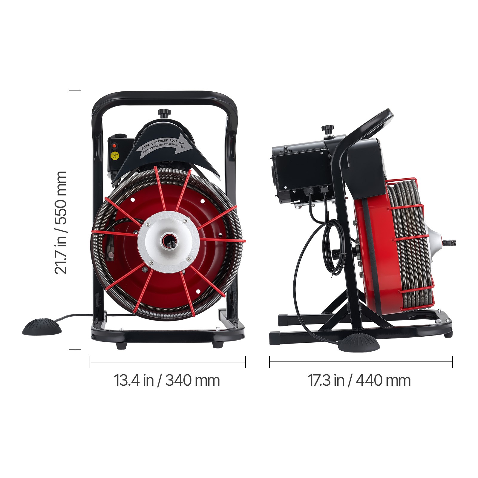 Uimoso Drain Cleaning Machine with 75FT x 1/2 In Cable and 4 Cutter Attachments