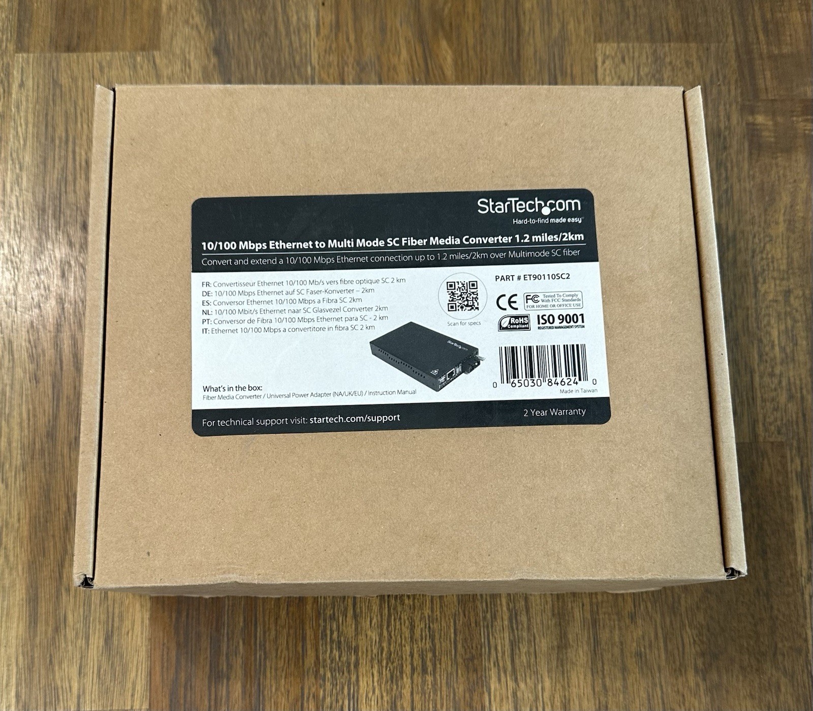 StarTech 10/100 Mbps Multi Mode Fiber Media Converter SC 2 km ET90110SC2