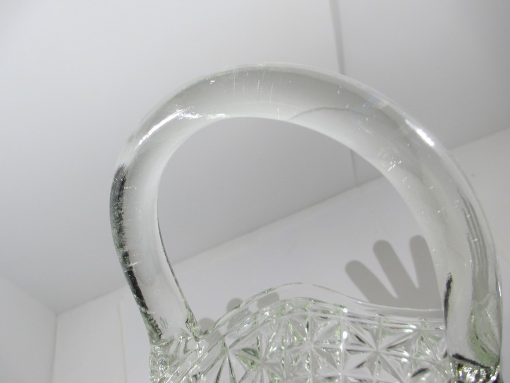 Clear thick glass basket shape planter, heavy