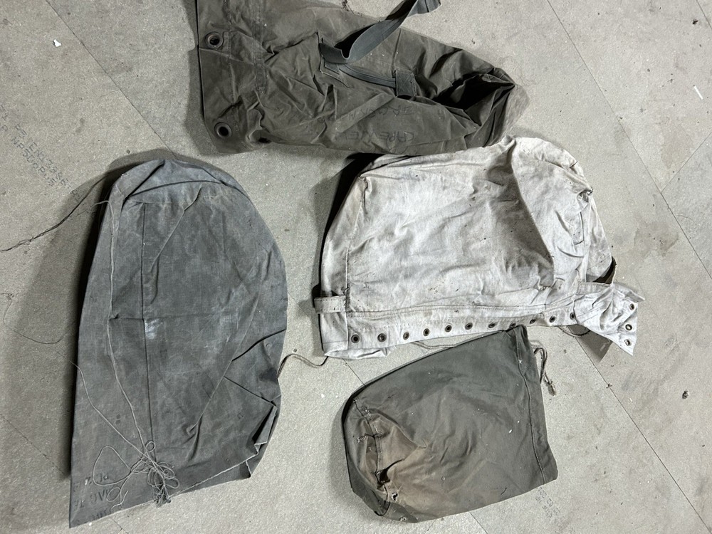 4x Antique vintage original MILITARY canvas Kit Bags
