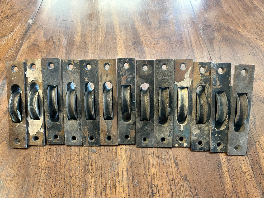 Window sash pulley-solid brass, quantity 13