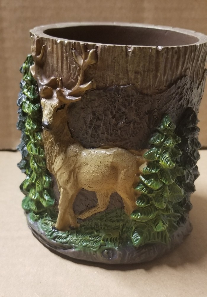 Rustic Timberland Deer  Pencil Pen  Brush Holder