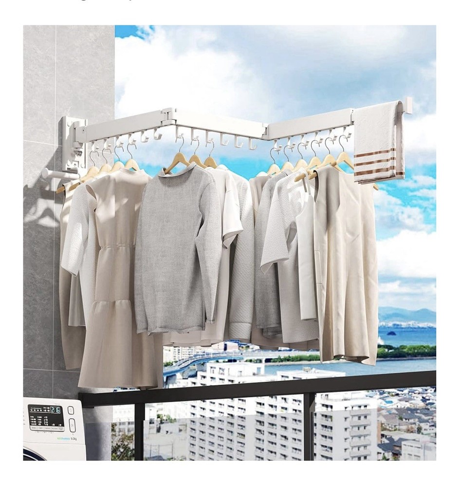 Retractable Wall-Mounted Laundry Drying Rack - Space-Saving Clothes Organizer