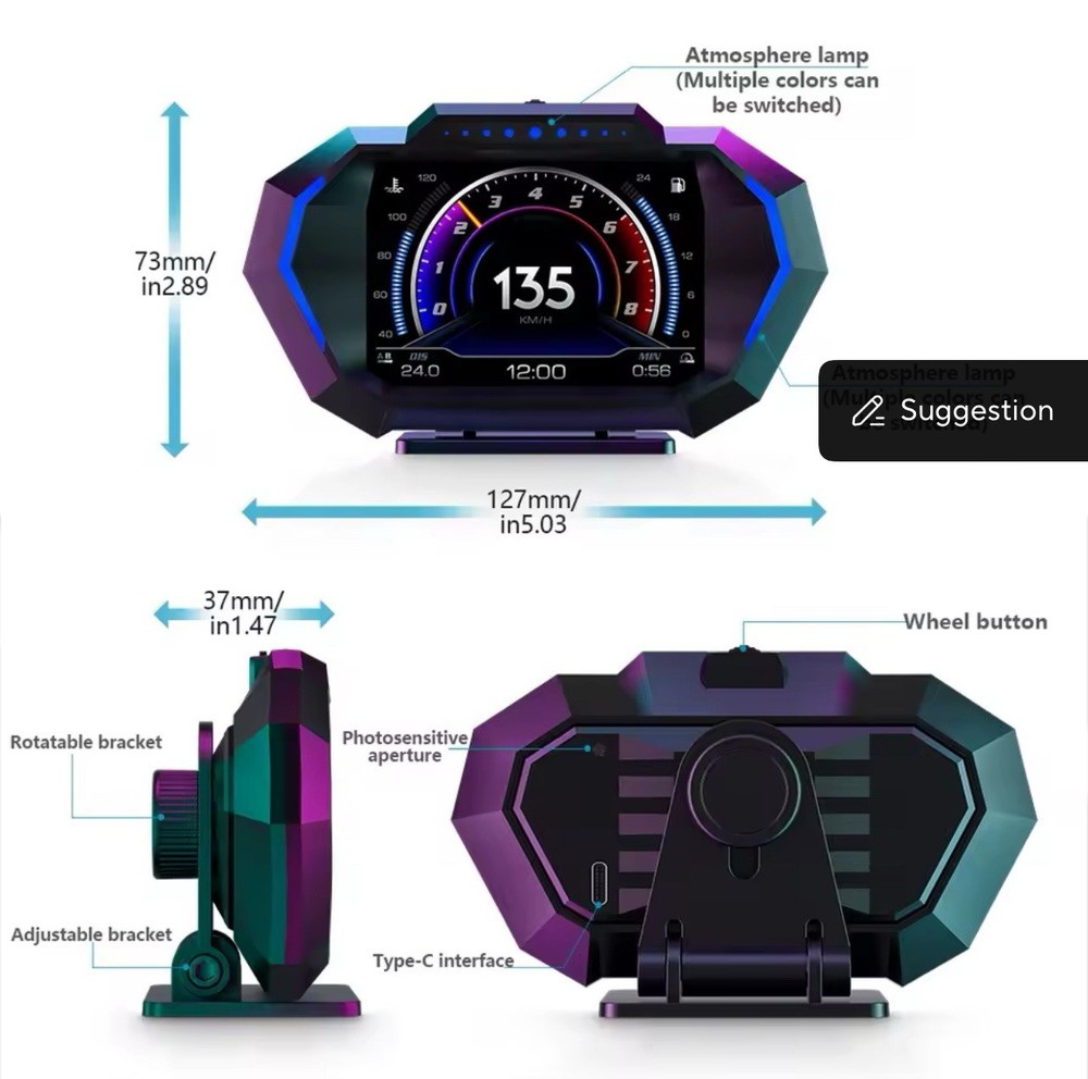 obd2 Gauge Display Head up Display Universal Car Digital Speedometer Tachometer