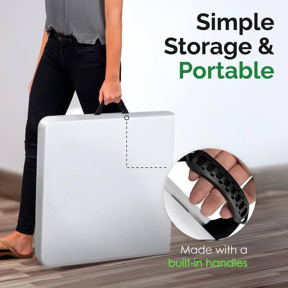 White 8Ft Folding Table with Handle | Heavy-Duty Foldable Table | Portable Table