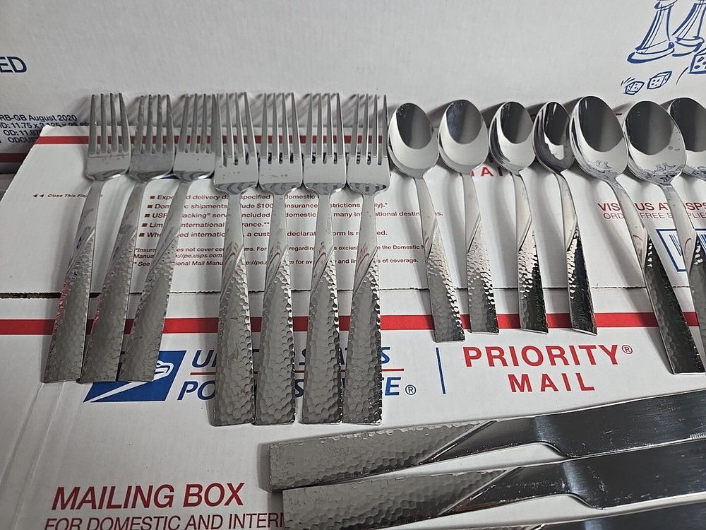 FLATWARE 19 pieces PFALTZGRAFF stainless LORING Hammered Flatware