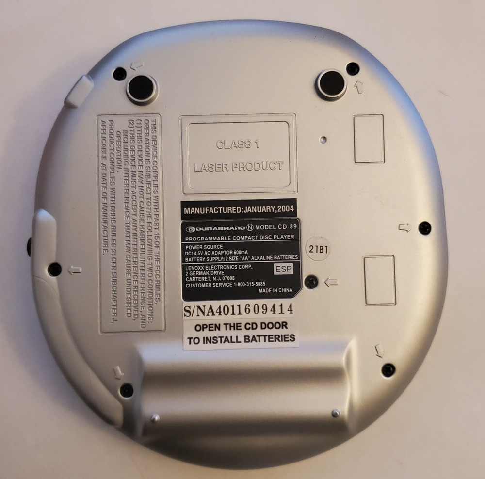 Durabrand, Digital 60 Second ESP Plus Anti-Skip Portable CD Player, CD-89 Tested