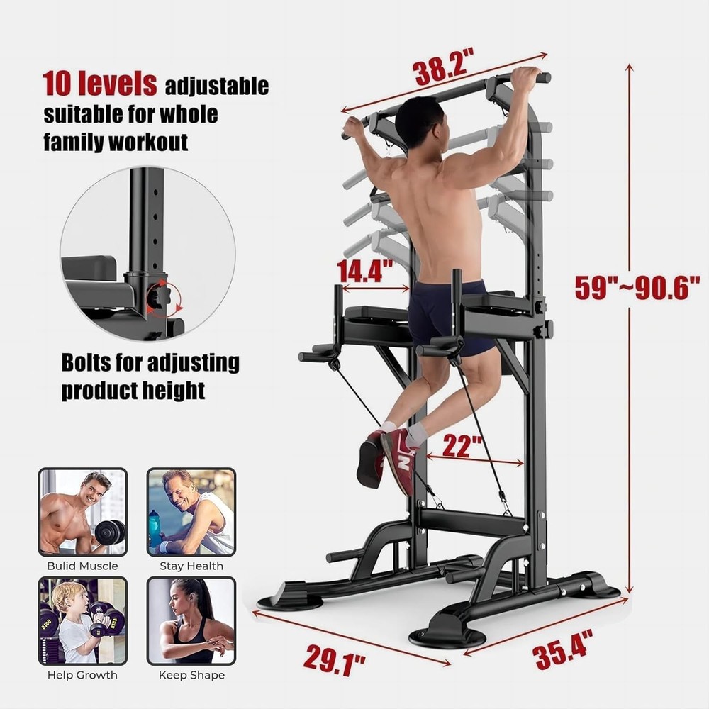 Power Tower Fitness Equipment Multi functional Pull up Adjustable Height